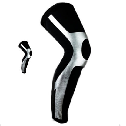 Black and silver knee brace on a white background