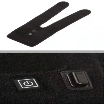Black adjustable fitness belt with power button and USB charging port, close-up view