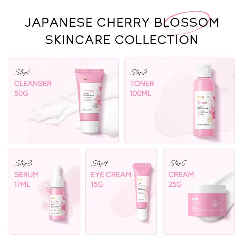 Japan Sakura Skincare Set - 5 Piece Face Care Kit/Skin care