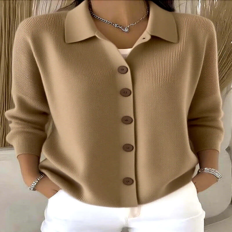 Button-knitted Lapel Sweater Cardigan Coat For Women