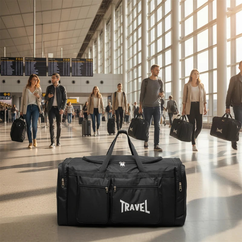 Foldable Large-Capacity Travel Tote Bag – Lightweight Carry-On Organizer