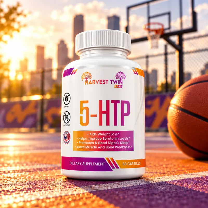 5-HTP 60 Capsules by Harvest Twin Labs – supports serotonin levels, sleep, weight loss and muscle health – sugar-free, GMO-free dietary supplement