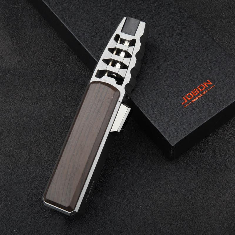 Jobon smoking set lighter with wooden and metallic design on black textured surface