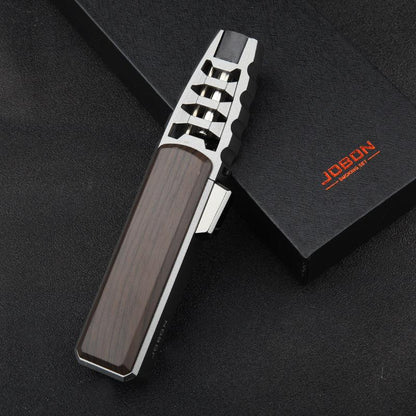 Jobon premium smoking set lighter with wooden and metal design on black textured surface