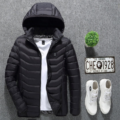 Winter Heated Jacket USB Electric Cotton Coat Zip-up Heater Thermal Clothing Heating Vest For Men - Hi Fitness Gym Crop Tank Top Leggings Set - Hi Fitness