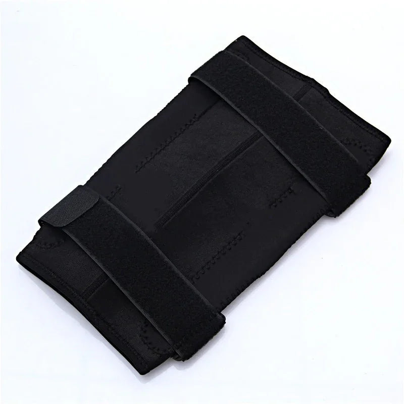 Black adjustable neoprene waist trimmer belt with Velcro straps for fitness support