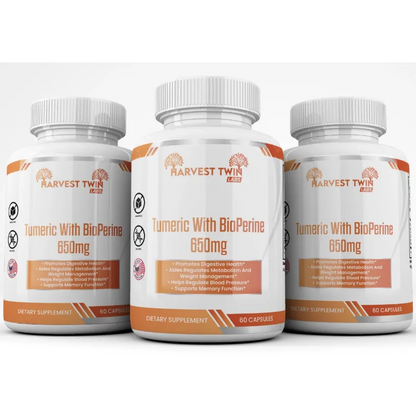 Turmeric with BioPerine 650mg | Digest, Memory & Blood Pressure Support
