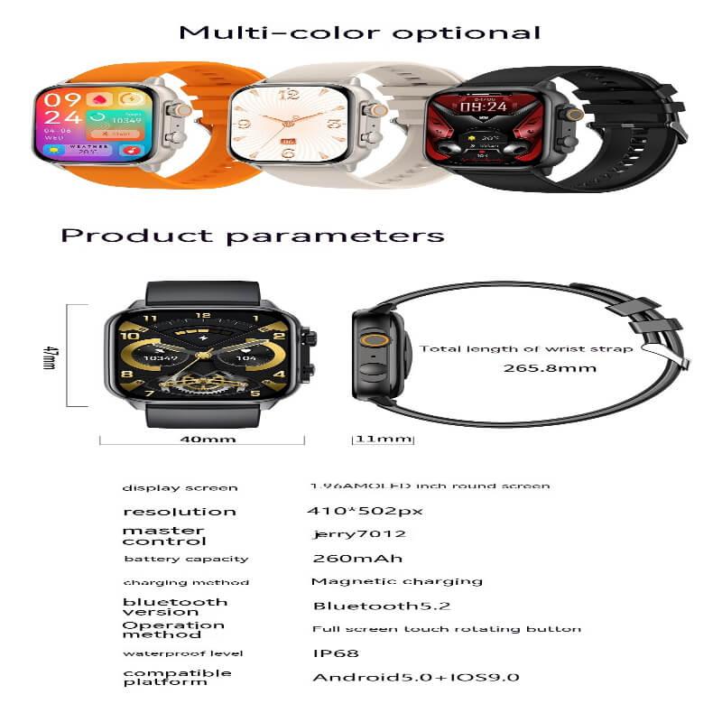 Multi-color smartwatches with fitness tracking, Bluetooth 5.2, waterproof, AMOLED display