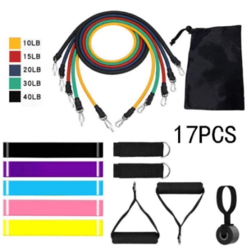 Latex Resistance Tube Band Set – 17-Piece Pull Rope Kit for Home & Gym