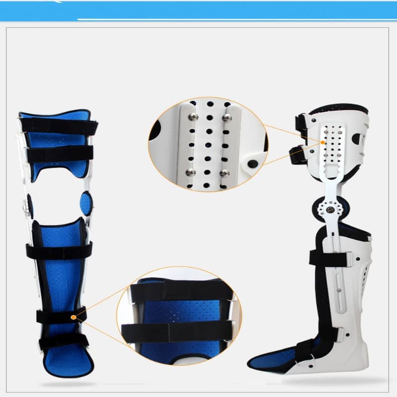Medical device with blue and white design, showing close-up details on a white background.
