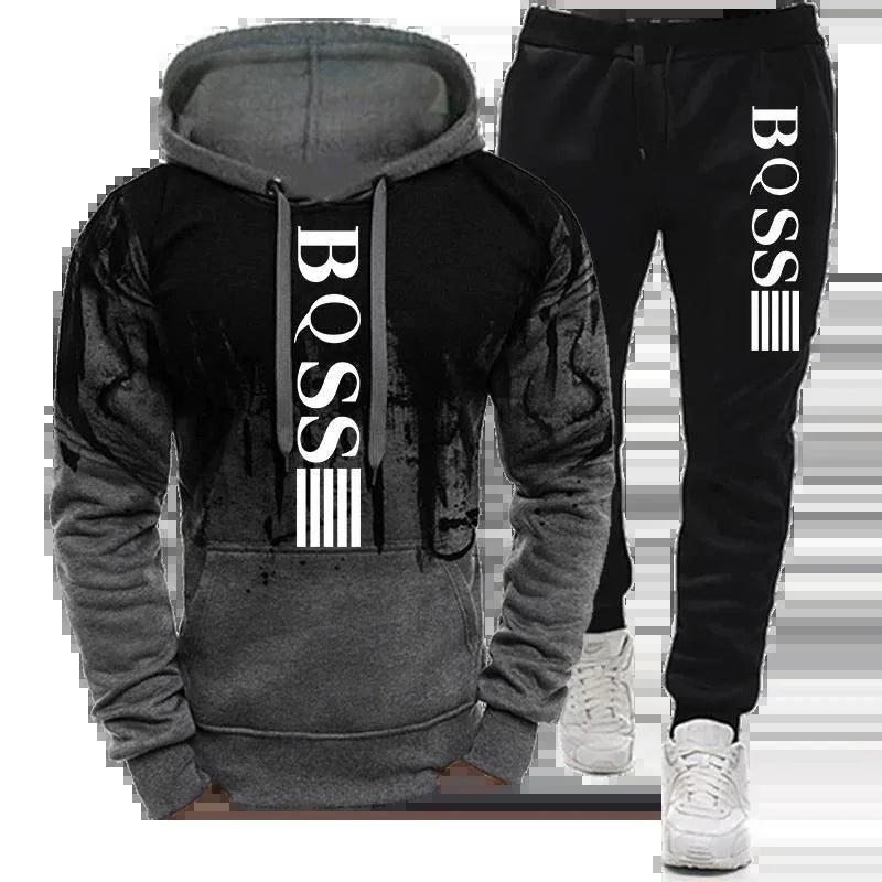 Men’s Sports Hoodie & Jogger Pants Set. Athletic Training Tracksuit - Hi Fitness Gym Crop Tank Top Leggings Set - Hi Fitness