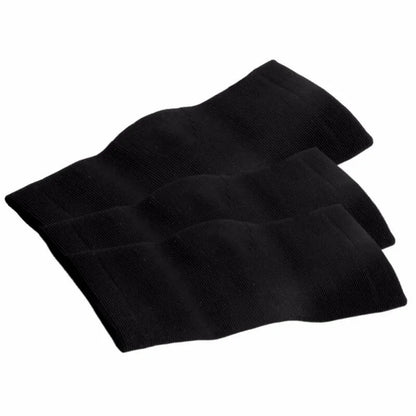 Black woven placemats on a white background