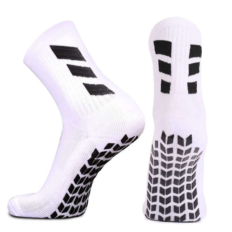 White socks with black patterns on a white background