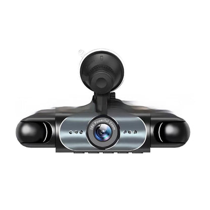 Car dashboard camera with multiple lenses on a white background