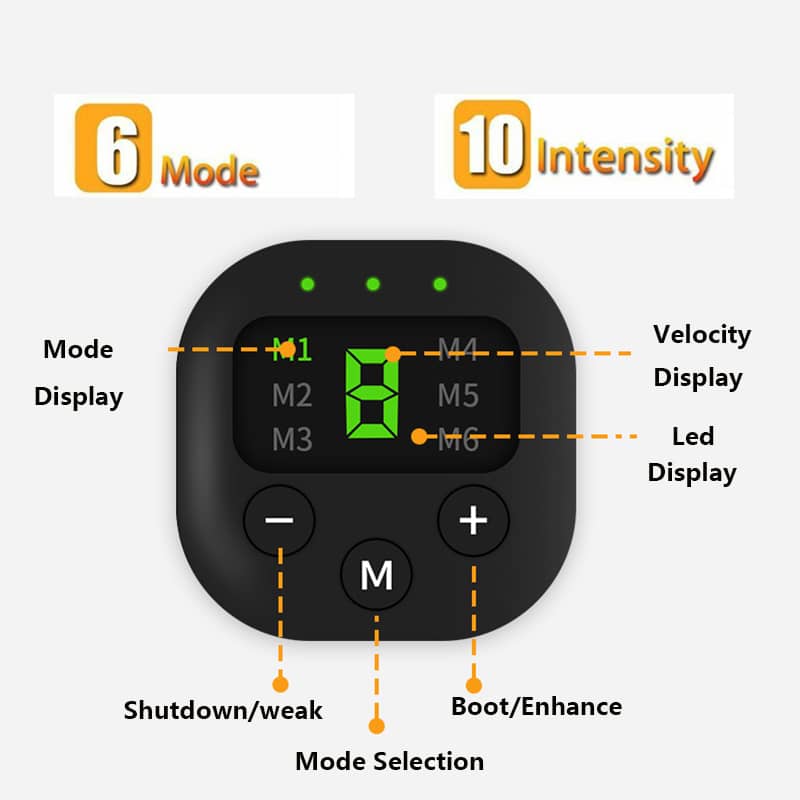 Hi Fitness muscle stimulator remote with 6 modes, 10 intensity levels, LED display, control buttons