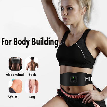 Woman using fitness belt for muscle toning on waist, fitness gear from Hi Fitness
