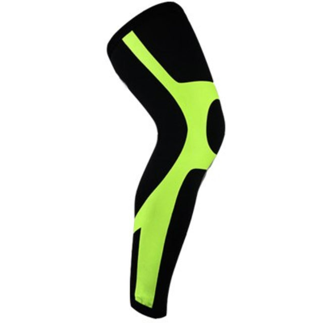 Black and green knee pad on a white background