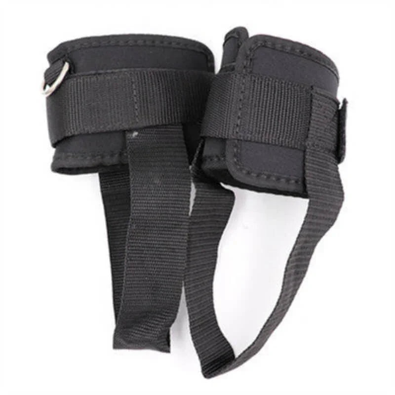 Black wrist support brace with straps on a white background