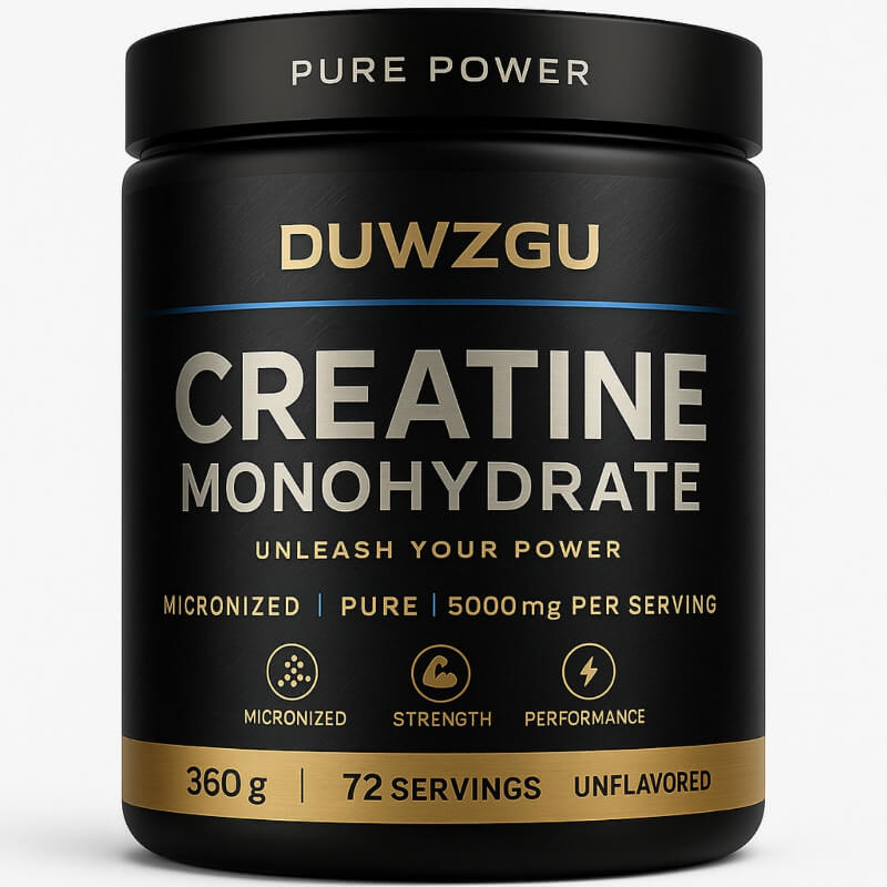 DUWZGU Creatine Monohydrate supplement container on a white background