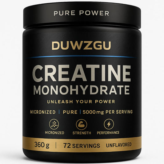 DUWZGU Creatine Monohydrate supplement container on a white background