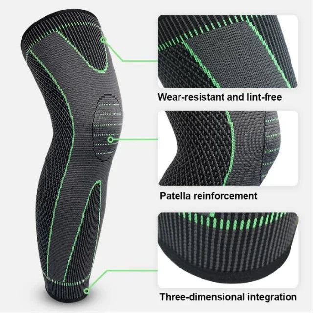 Compression knee sleeve with patella reinforcement, wear-resistant fabric, ergonomic design