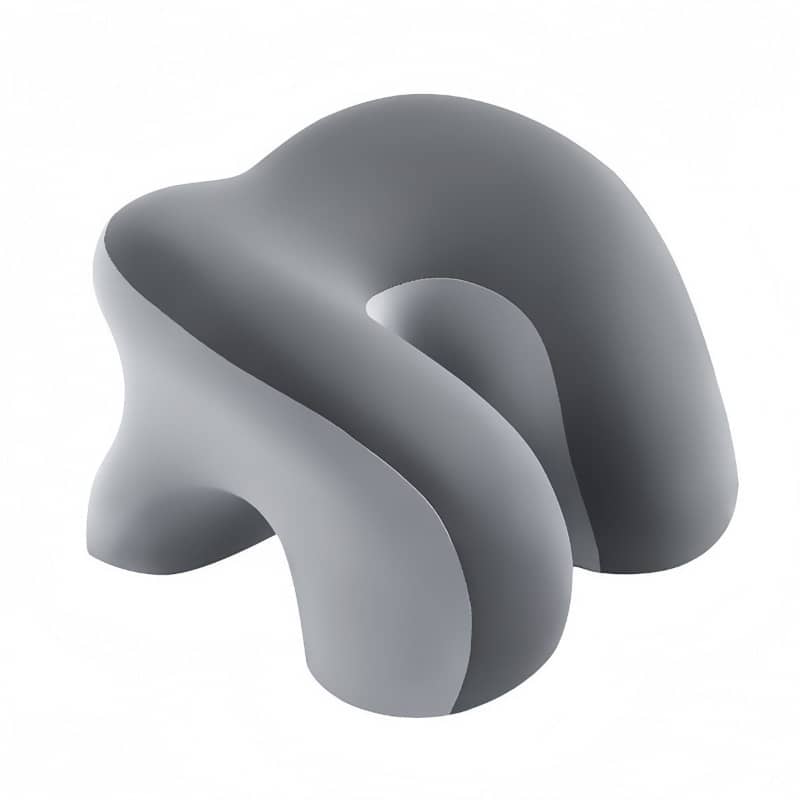 Gray abstract sculpture on a white background