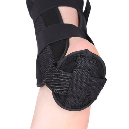 Black adjustable ankle brace for foot support from Hi Fitness, shown on foot close-up