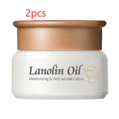 Lanolin Oil moisturizing anti-wrinkle cream jar with gold lid, 2pcs skincare product