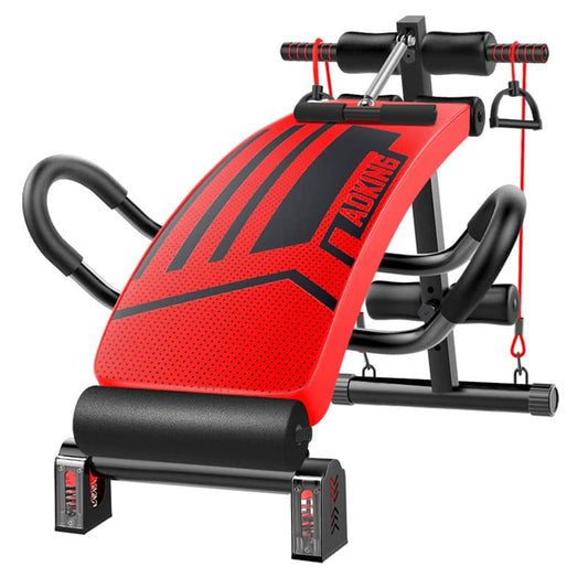 Red and black exercise machine with 'Aloka' branding on a white background