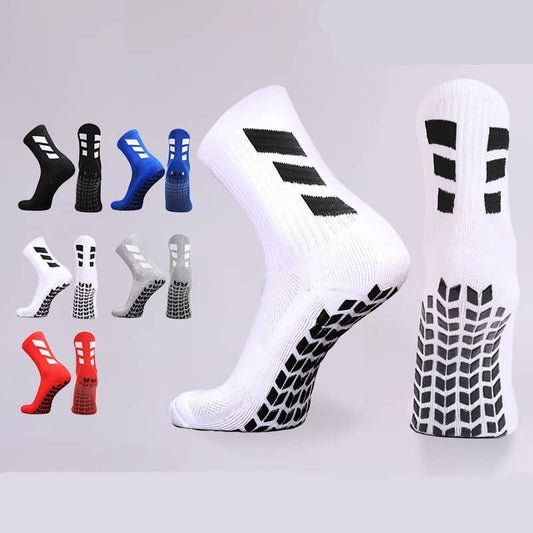 White socks with black patterns and multiple color options on a light gray background
