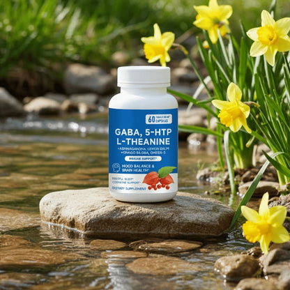 Stress Relief & Brain Health Capsules – Ashwagandha, GABA, 5-HTP & Ginkgo Formula