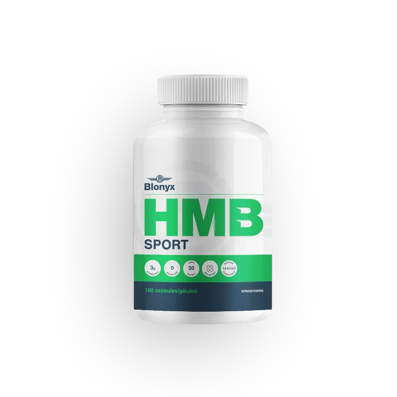 Bottle of Blonyx HMB Sport supplement on a white background