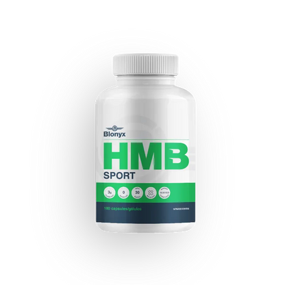 Bottle of Blonyx HMB Sport supplement on a white background
