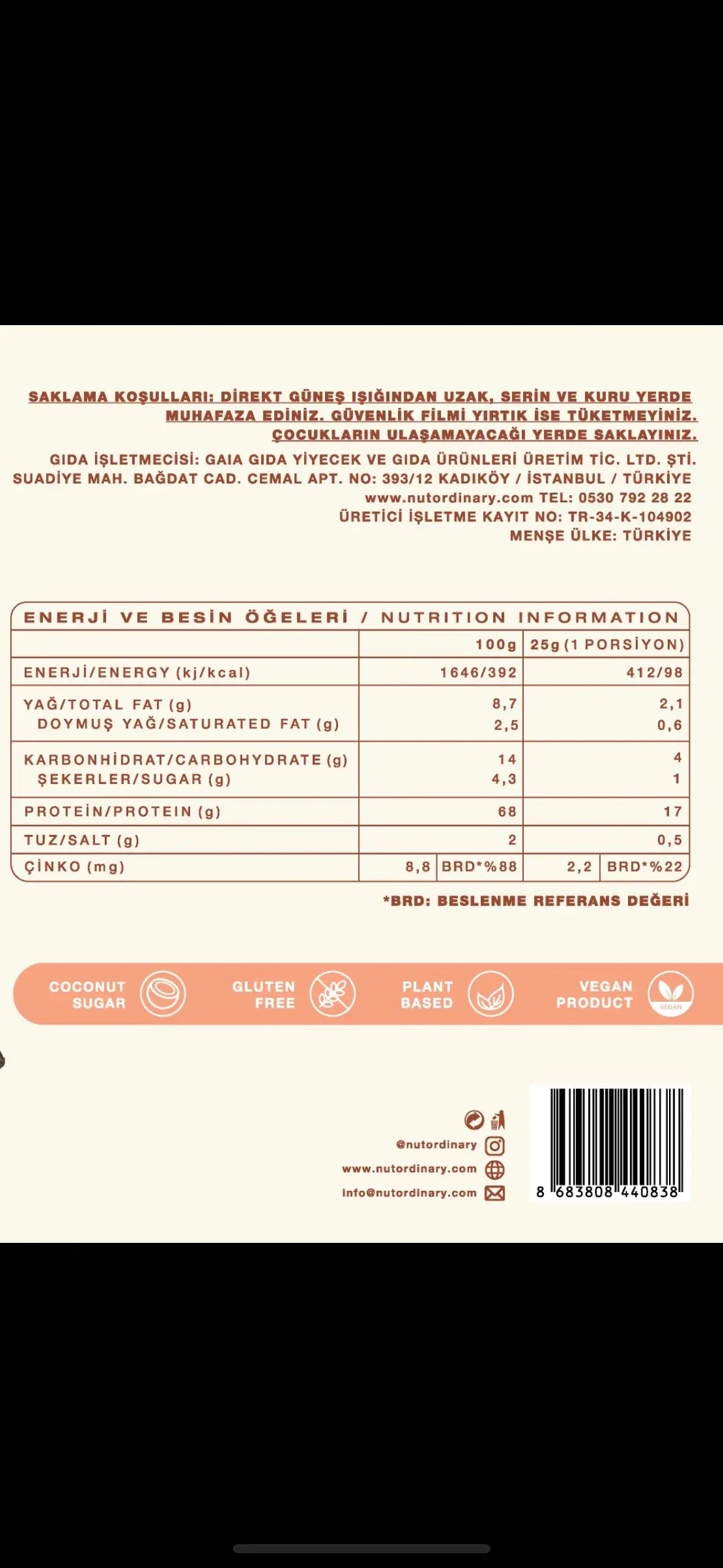 Nut Ordinary Cacao Pea Protein Powder Mix/Supplements