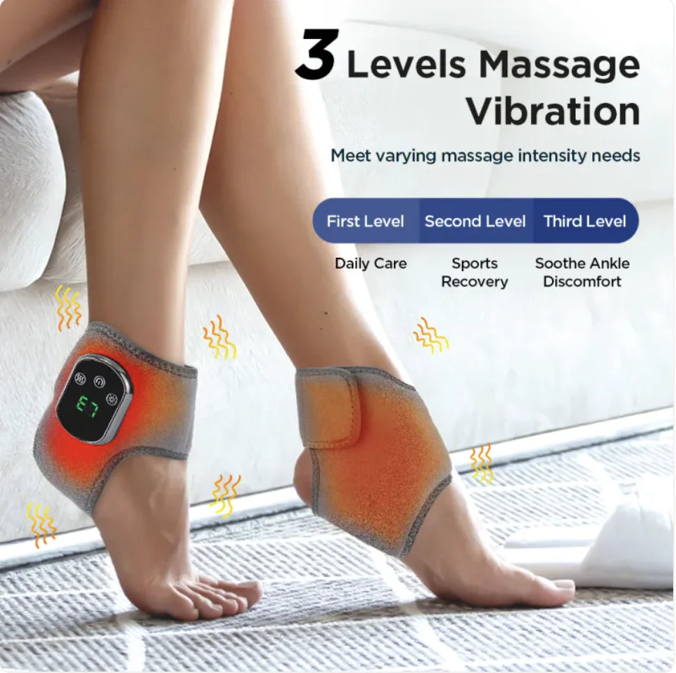 Rechargeable Heated Ankle Brace with Vibration Massage