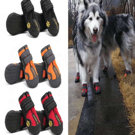 Non-Slip Waterproof Dog Shoes – Reflective Pet Boots for Large Dogs