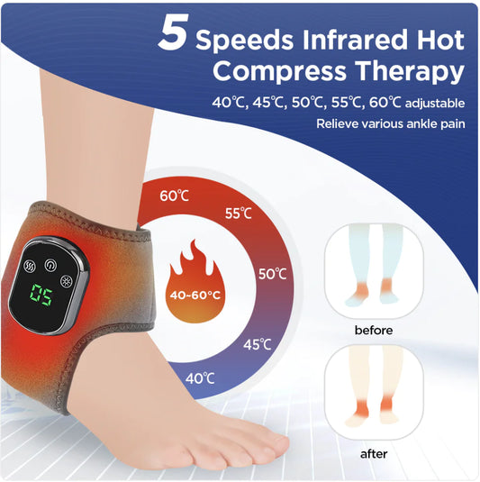 Rechargeable Heated Ankle Brace with Vibration Massage