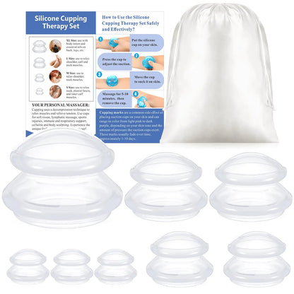 Nuanchu 8 Pcs Cupping Therapy Set Silicone Cupping Therapy Christmas Gifts 4 Sizes Silicone Cupping Set for Cellulite Joint Pain Muscle Pain (Clear)
