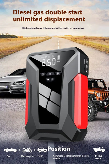 All-in-One 12V Emergency Car Power Bank & Inflatable Jump Starter