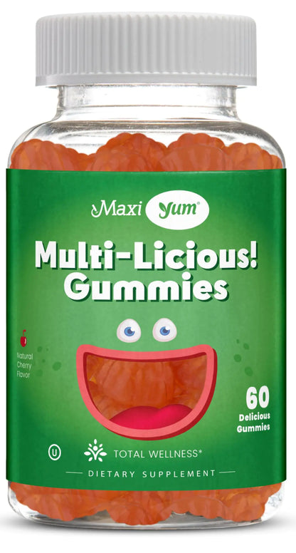 Maxi Health Multivitamin Gummies Vitamins for Adults & Kids - Cherry Flavored Gummy Multivitamins - 60 Vitamin Gummies for Women and Men - Daily Multi Vitamin Womens & Mens Multivitamins Gummies/Supplements