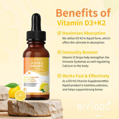 Vitamin D3 & K2 Drops – Bone, Heart & Immune Support