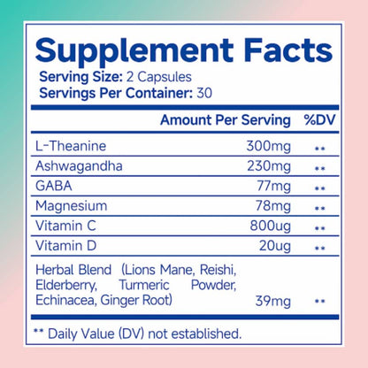 Ashwagandha & L-Theanine Capsules – Calm, Focus & Stress Relief for Women