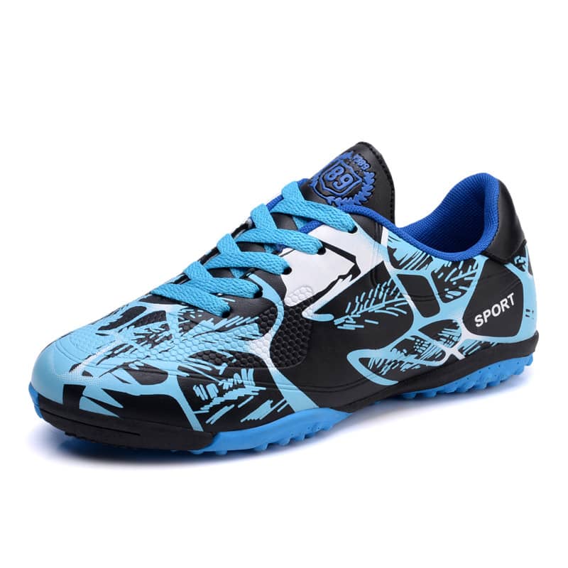 Blue and black sports shoe on a white background