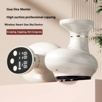 Wireless smart Gua Sha device with digital display on a neutral background