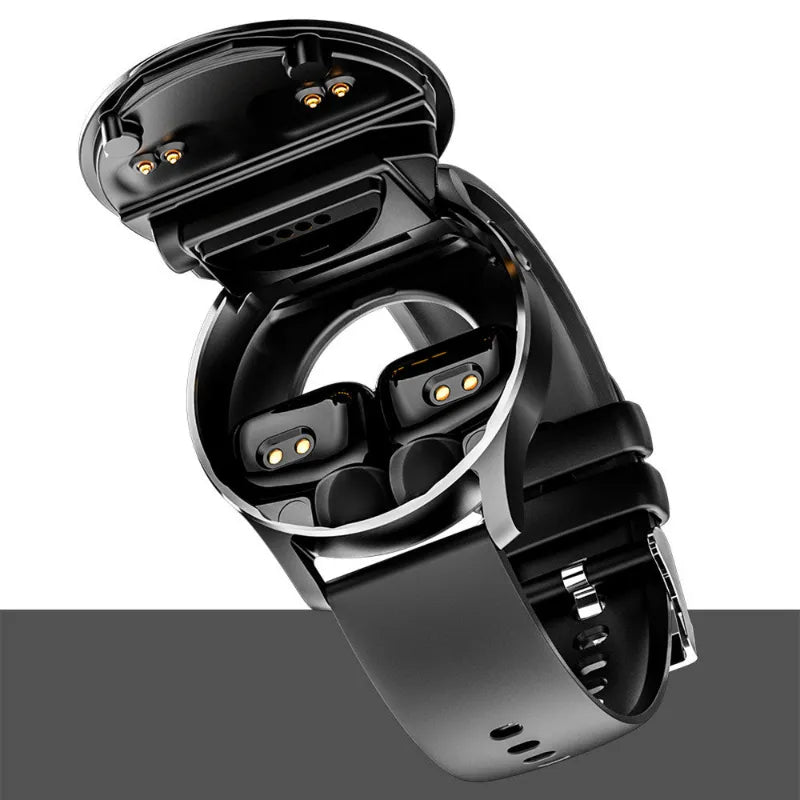 Black smartwatch with open case on a white background