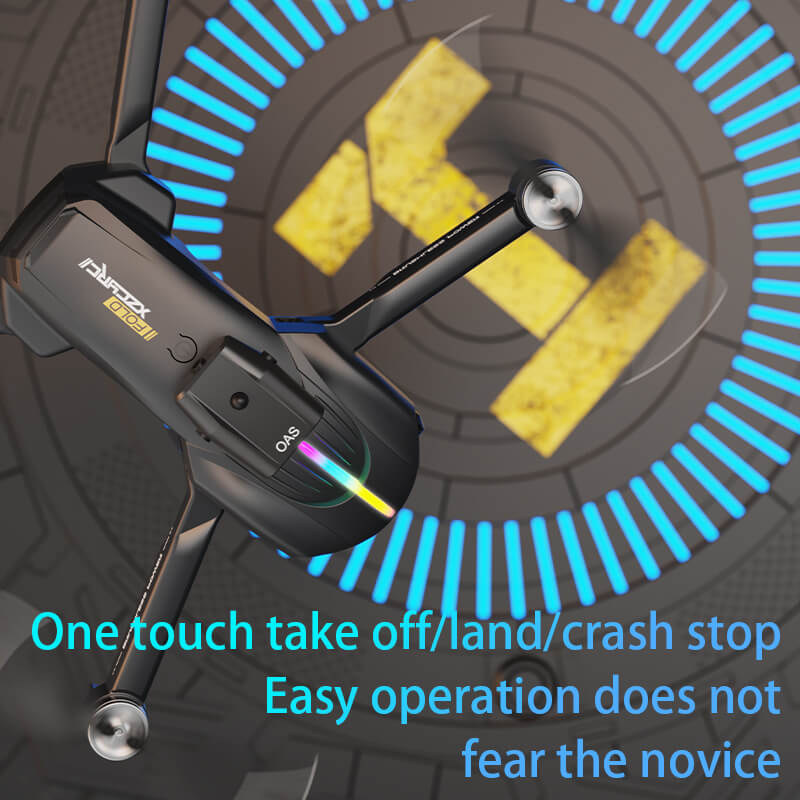 Motorcycle handlebar with control panel on a dark background with blue and yellow elements