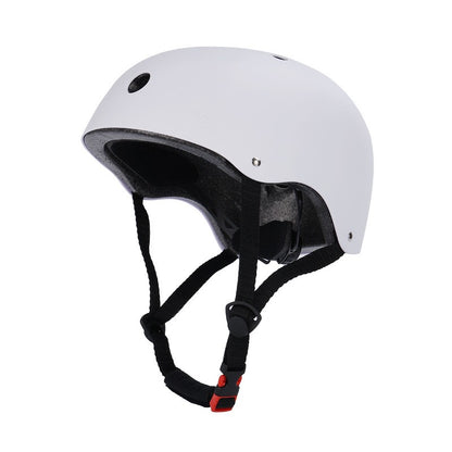 White helmet with black straps on a white background