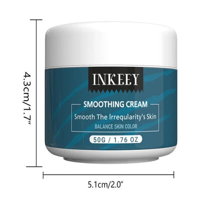 INKEY smoothing cream jar 50g with size dimensions, skincare product for balancing skin tone