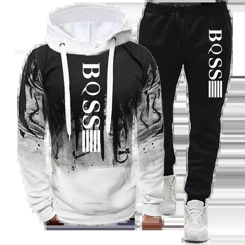 Men’s Sports Hoodie & Jogger Pants Set. Athletic Training Tracksuit - Hi Fitness Gym Crop Tank Top Leggings Set - Hi Fitness