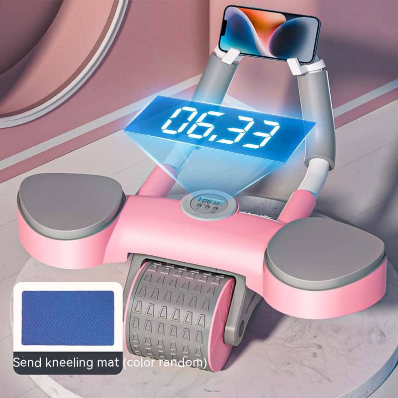 Pink. Auto-Rebound Ab Wheel – Abdominal Roller with Elbow Support